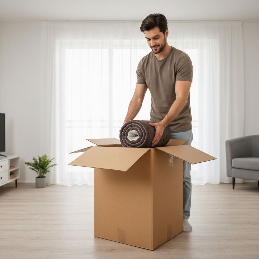 Zinus mattress unboxing from compact delivery box