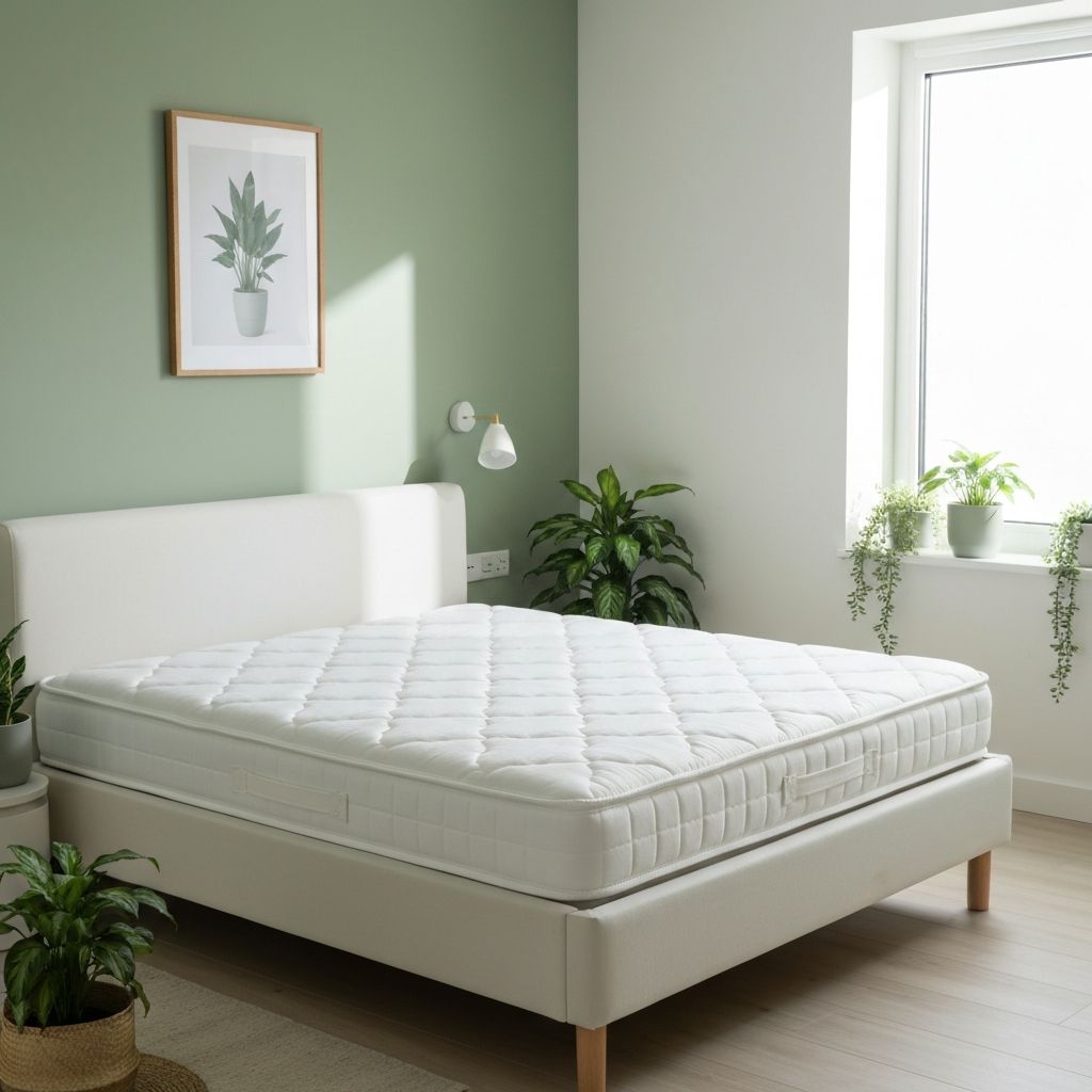 Clean, safe Zinus mattress in a bright minimalist bedroom